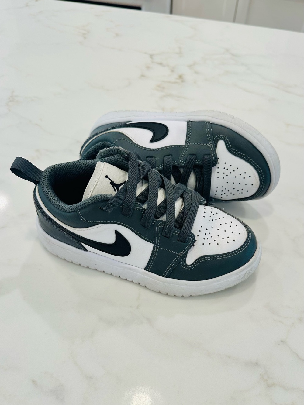 Nike Kids' Air Jordan 1-Low Alt Sneakers in White and Dark Grey